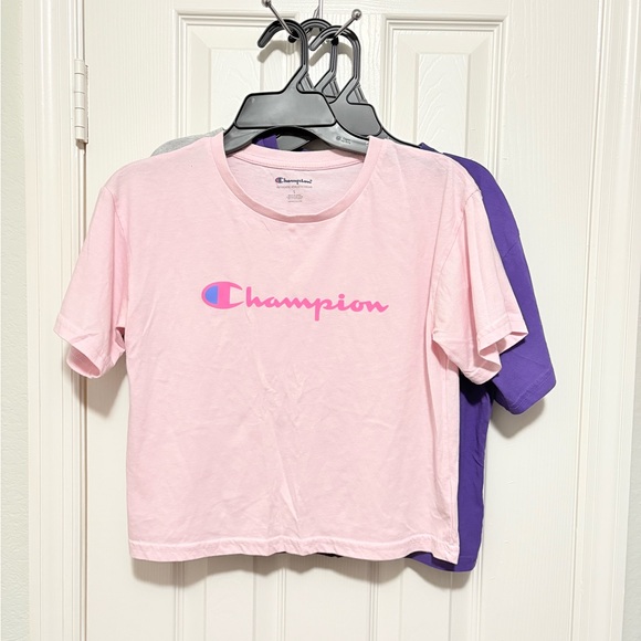 (3) Champion logo short sleeve crop top t-shirts for big girls / Size: Large - Picture 3 of 15